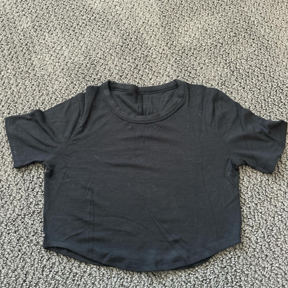 Lululemon Athletica Black Crop Short Sleeve T-Shirt